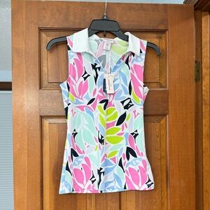 Colorful Leaf Print Sleeveless Top